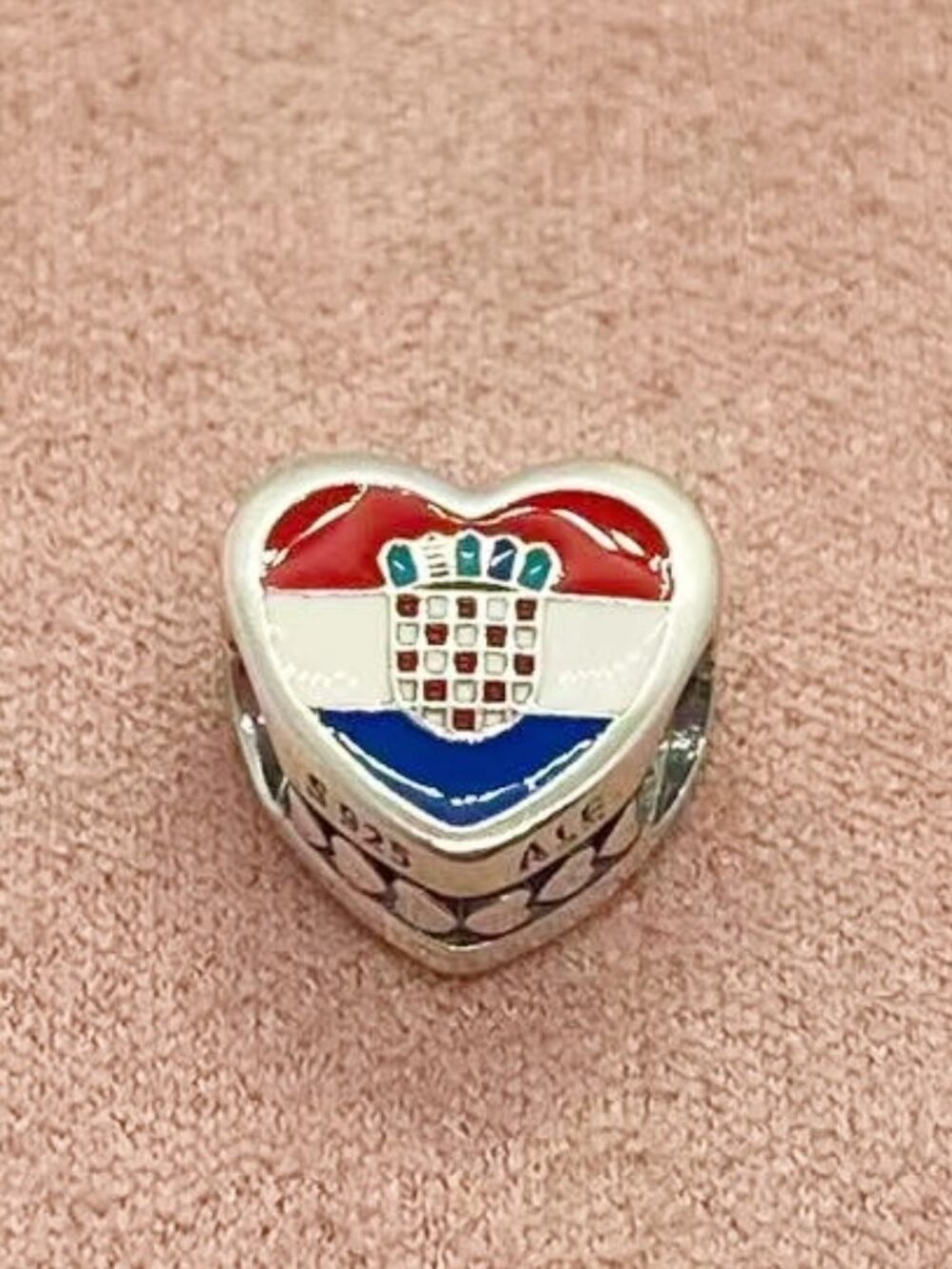 Pandora Croatia Croatian Flag heart Bead Charm Pendant